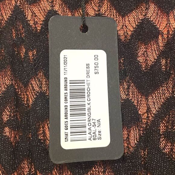 ALAÏA PARIS Orange/Coral & Black STUNNING Crochet Dress - Picture 8 of 13
